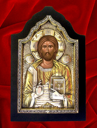 Icoana argint aurit Iisus Hristos