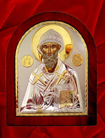 Sfantul Spiridon icoana argint aurit