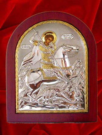 Sfantul Gheorghe icoana din argint aurit