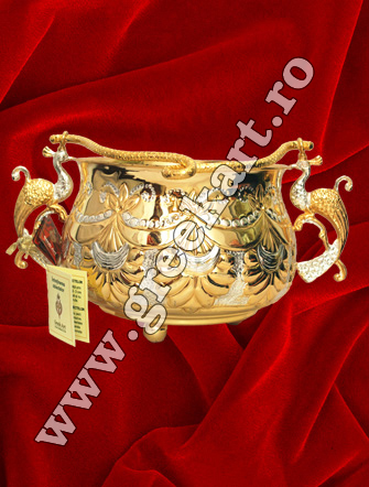 Galetusa pentru aghiasma aurita argintata 2,5 litri